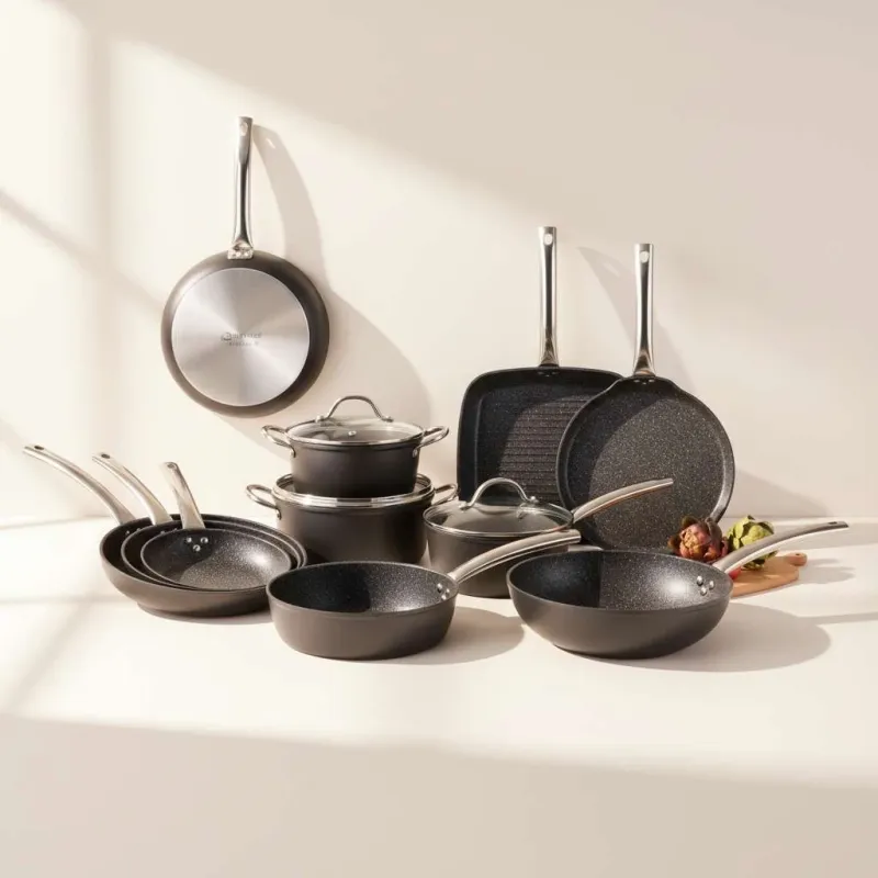 6-Piece Ceramic Non-Stick Cookware Set with Wood-Effect Handles\n5-Week Delivery - Image 1