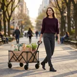 Portable Folding Utility Wagon - Heavy Duty Collapsible Outdoor Cart thumbnail 3