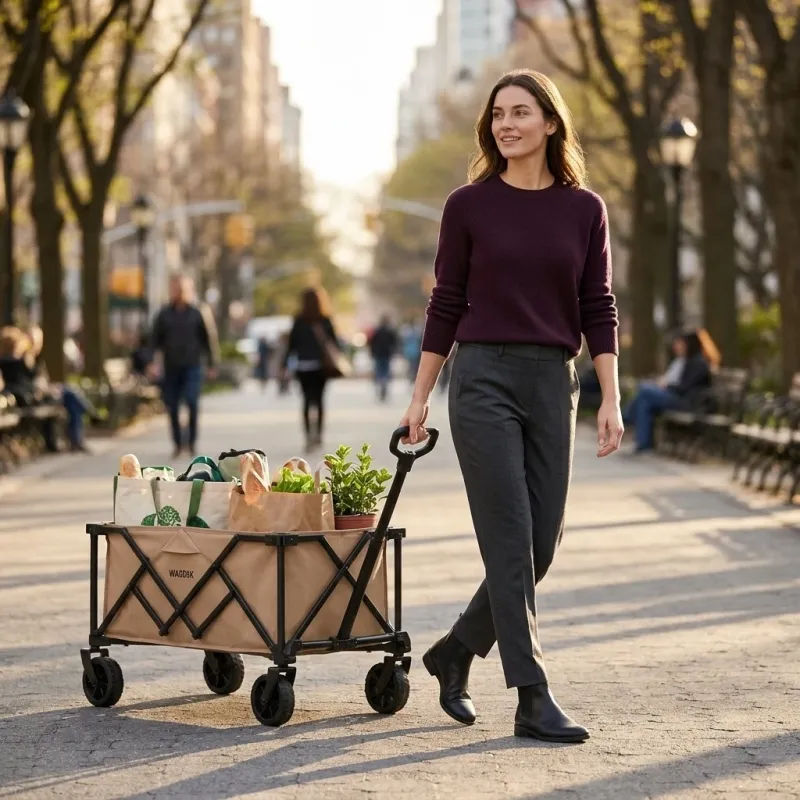 Portable Folding Utility Wagon - Heavy Duty Collapsible Outdoor Cart - Image 3