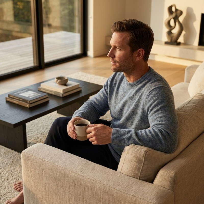 Men's Classic 100% Pure Cashmere Crew Neck Sweater - Image 3