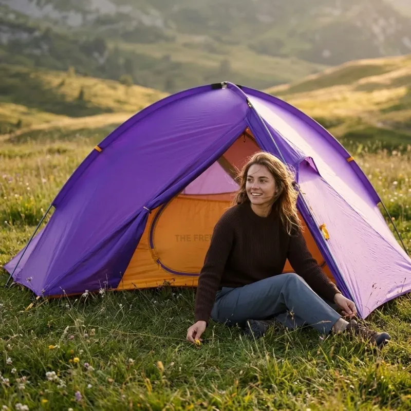 Lightweight 2-Person Dome Camping Tent with Weather-Resistant Fly - Purple - Image 4