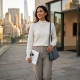Women's 100% Cashmere Minimalist Mock Neck Sweater thumbnail 4