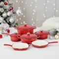 6-Piece Premium Enameled Cast Iron Cookware Set, Vibrant Red 5