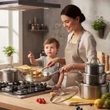 5-Piece Stainless Steel Cookware Set with Tempered Glass Lids thumbnail 4