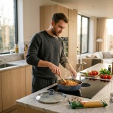 10 inch Low-Smoke Wear-Resistant Integrated Die-Cast Sauté Pan with Tempered Glass Lid, Compatible with All Stoves thumbnail 4