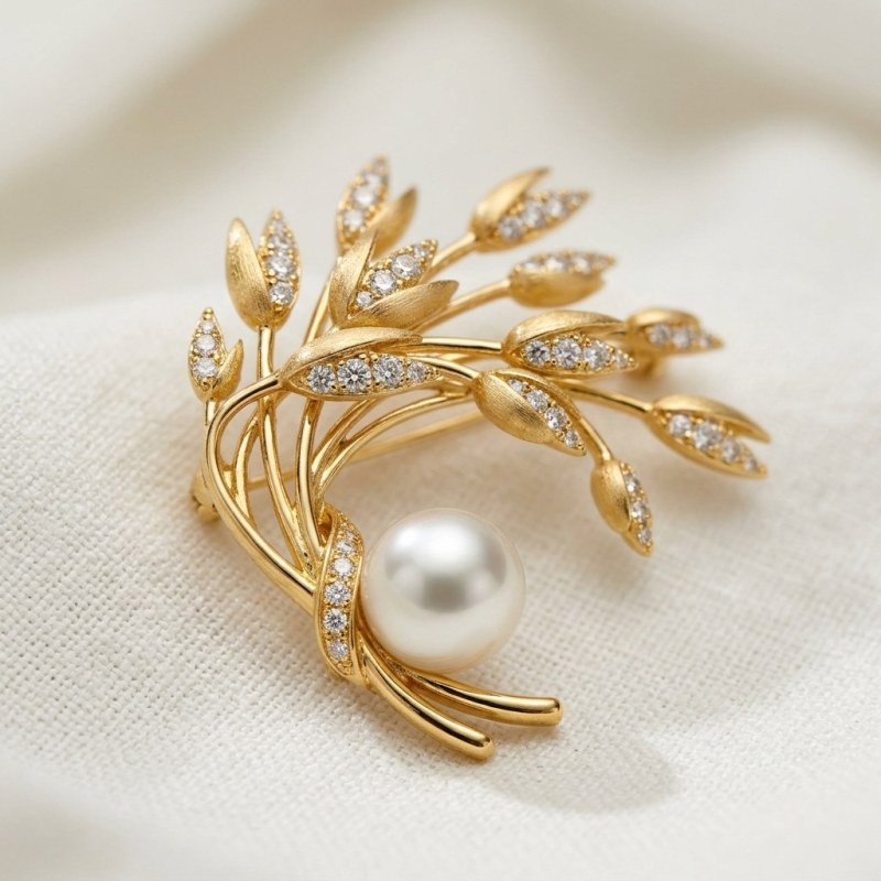 Ear of Wheat Pearl Brooch 11.5mm - Image 9