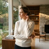 Women's 100% Cashmere Minimalist Mock Neck Sweater thumbnail 3