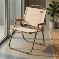 Portable Folding Camping Chair with Wood Armrests for Outdoor Use 3