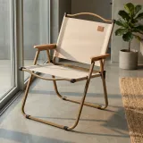 Portable Folding Camping Chair with Wood Armrests for Outdoor Use thumbnail 3