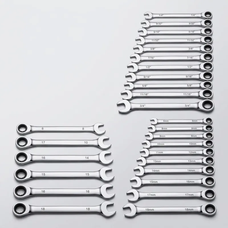 22-Piece Ratchet Wrench Set, SAE & Metric Sizes with Roll-Up Pouch - Image 1
