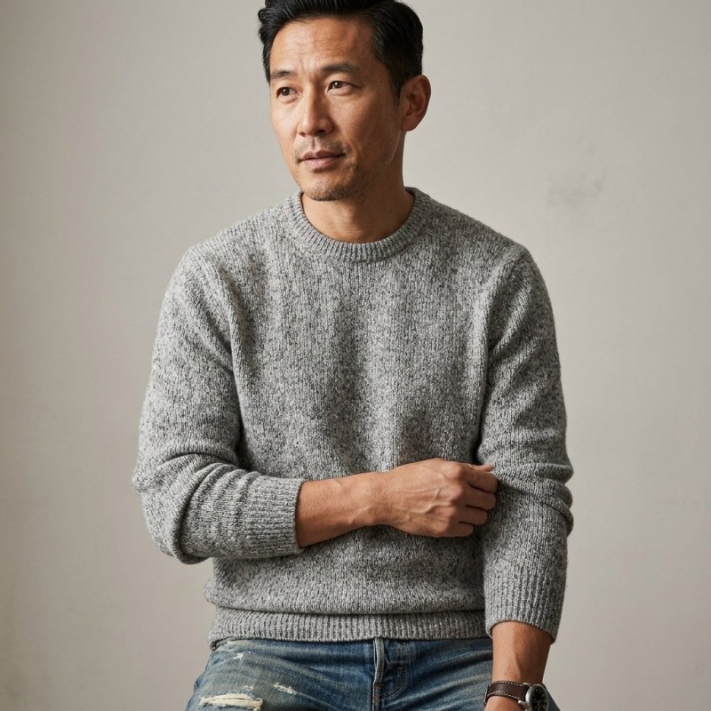 Men's 100% Pure Cashmere Classic Crewneck Sweater - Image 1