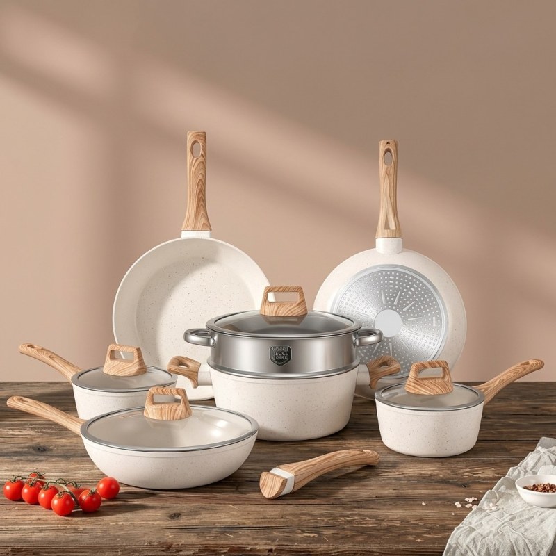 Premium 12-Pc Non-Stick Maifan Stone Cookware Set, PFOA Free, All Stoves - Image 1