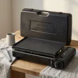 Portable Double Burner Butane Gas Stove with Non-Stick BBQ Griddle Plate thumbnail 1
