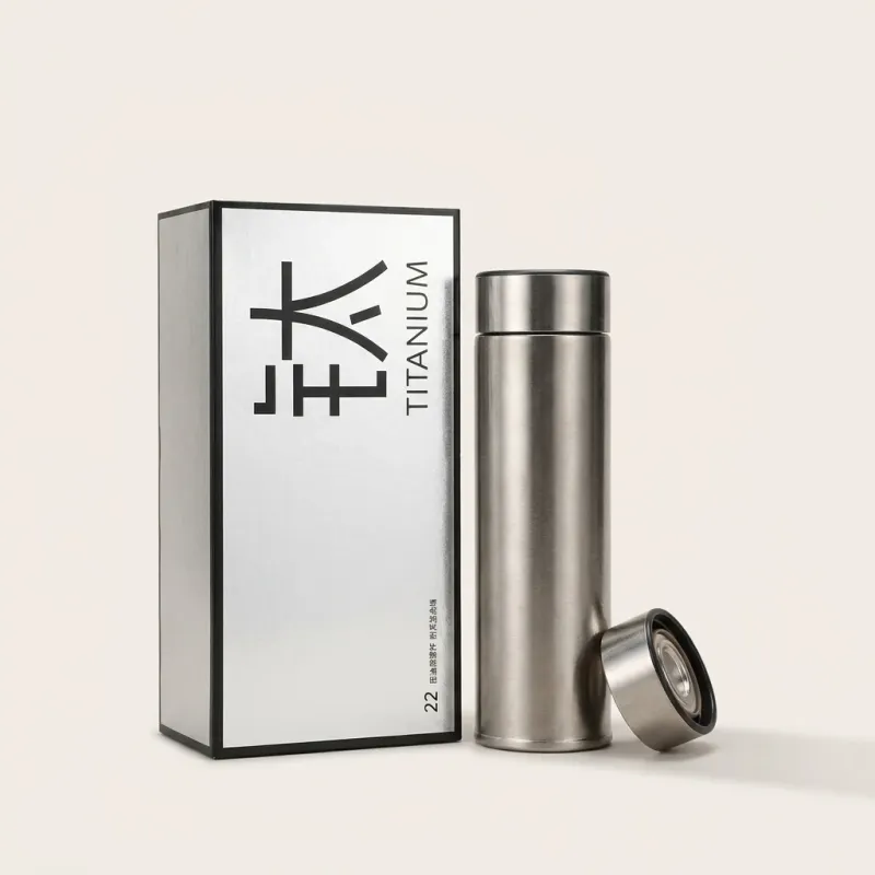 Lightweight Pure Titanium Insulated Vacuum Water Bottle, 400ml - Image 2