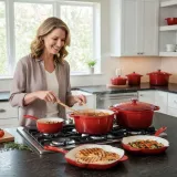 6-Piece Premium Enameled Cast Iron Cookware Set, Vibrant Red thumbnail 6