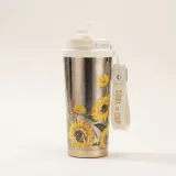 Titanium Insulated Travel Mug with Floral Art and Carrying Strap thumbnail 1