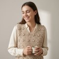 Tatario Women's 100% Pure Cashmere Hollow-Out Floral Knit Vest 1