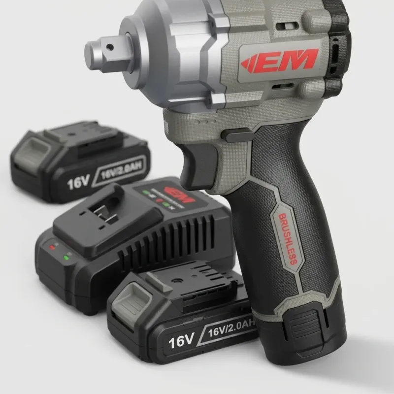 16V Brushless Cordless Impact Wrench, 320Nm Torque with 2x 2.0Ah Batteries - Image 2