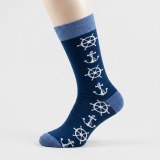 Nautical Sailor Style Crew Socks - Unisex One Size, Premium Cotton Blend thumbnail 1