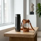 390ml Stainless Steel Insulated Water Bottle with Leather Case and Strap thumbnail 3