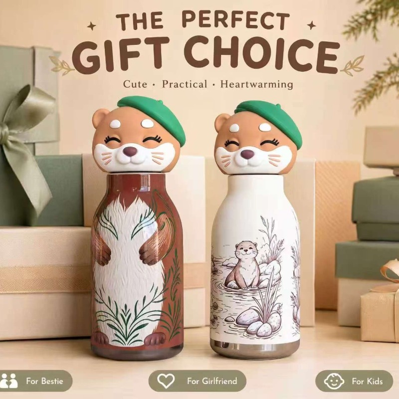 OtterSip Thermal Silicone Lid Insulated Bottle (Brown) - Stainless Steel Vacuum Flask 450ml/16 oz - Image 8