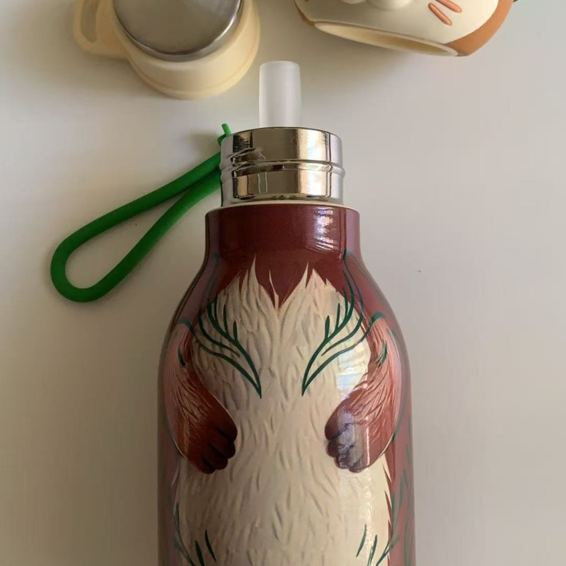 OtterSip Thermal Silicone Lid Insulated Bottle (Brown) - Stainless Steel Vacuum Flask 450ml/16 oz - Image 4
