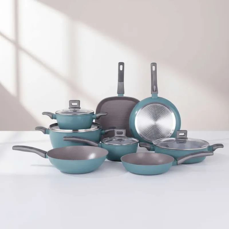 12-Piece Non-Stick Cookware Set with Glass Lids and Heat-Resistant Handles - Image 1