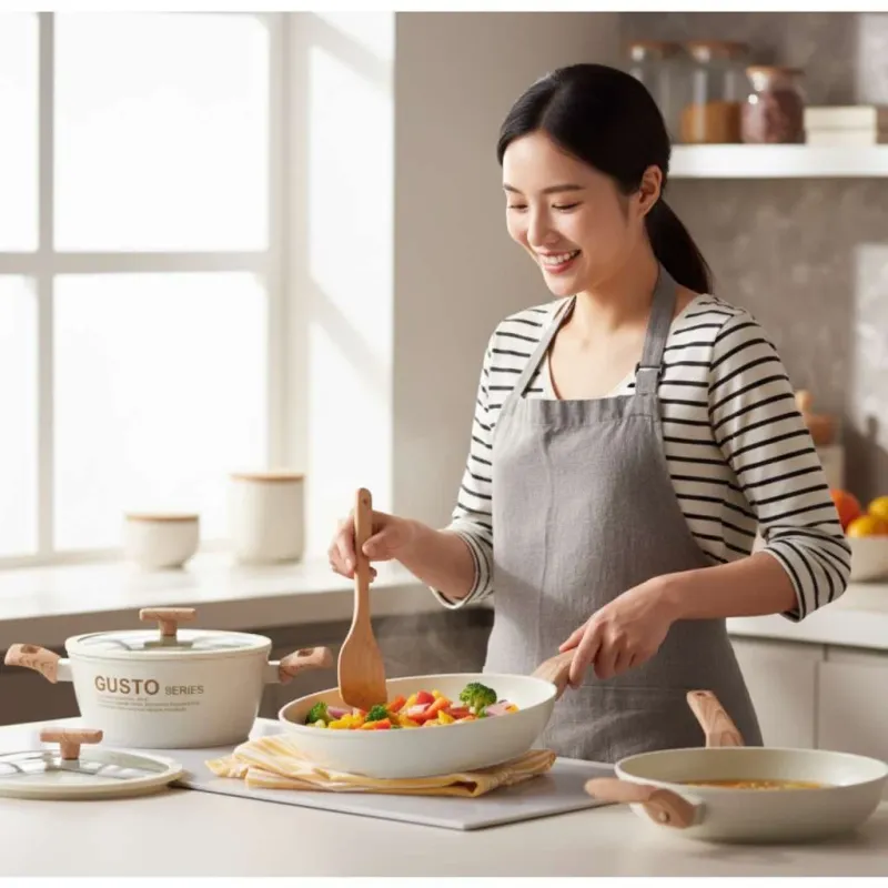 6-Piece Non-Stick Cookware Set with Induction Base - Vibrant Blue - Image 5