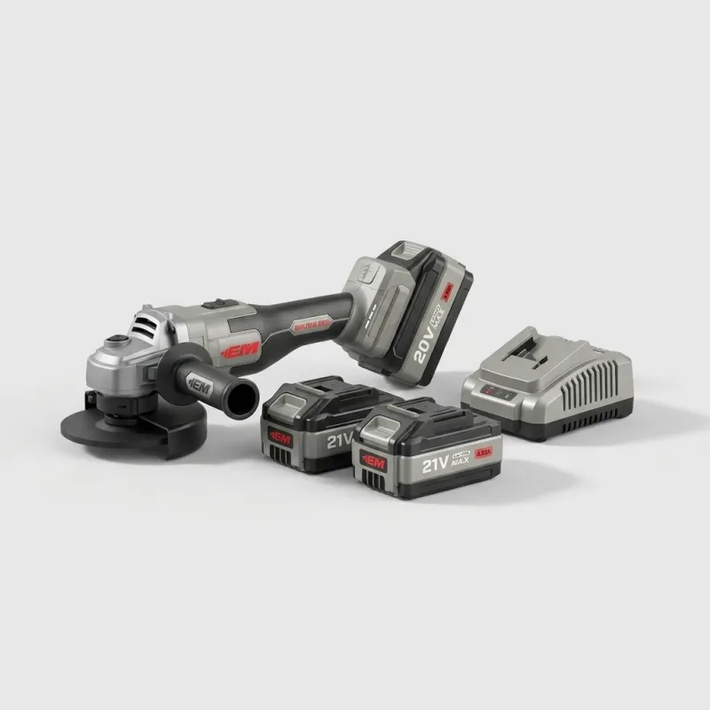 21V Brushless Cordless Angle Grinder, 100mm Tool with 2x 4.0Ah Batteries - Image 1