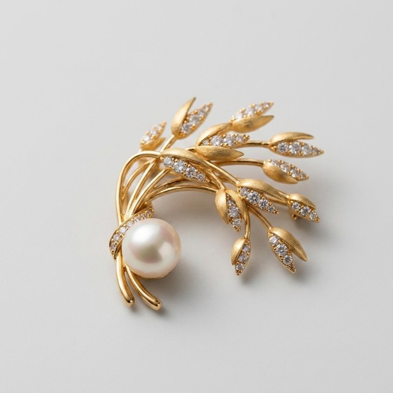 Ear of Wheat Pearl Brooch 11.5mm - Image 1