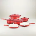 6-Piece Premium Enameled Cast Iron Cookware Set, Vibrant Red 1