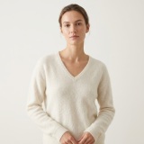 Women's High-End Brushed V-Neck Pure Cashmere Sweater thumbnail 1