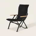Premium High-Back Folding Camping Chair with Wood Armrests - Black 1