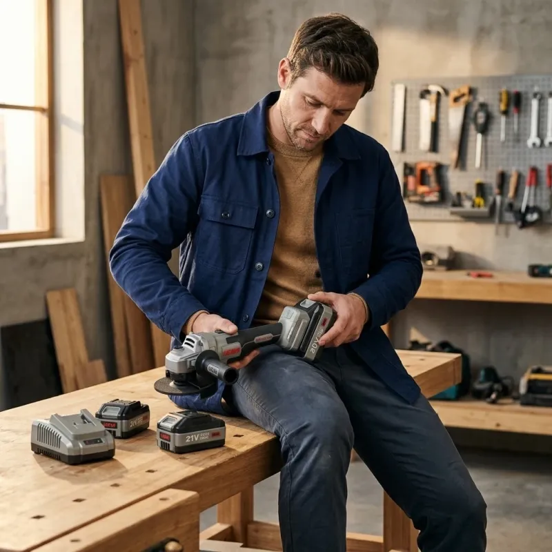 21V Brushless Cordless Angle Grinder, 100mm Tool with 2x 4.0Ah Batteries - Image 4