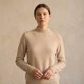 Women's 100% Cashmere Mock Neck Sweater - Light Coffee, Classic Fit 1