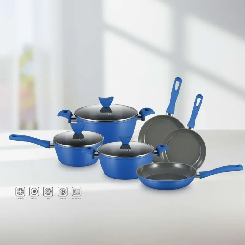 Premium 8-Piece Non-Stick Cookware Set with Glass Lids, Induction-Ready Teal - Image 1