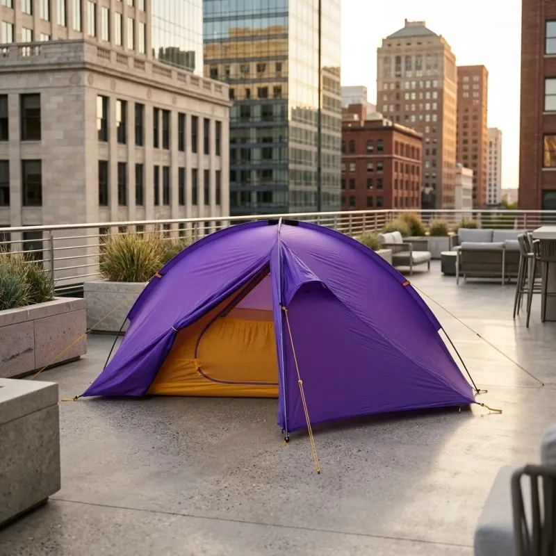 Lightweight 2-Person Dome Camping Tent with Weather-Resistant Fly - Purple - Image 3