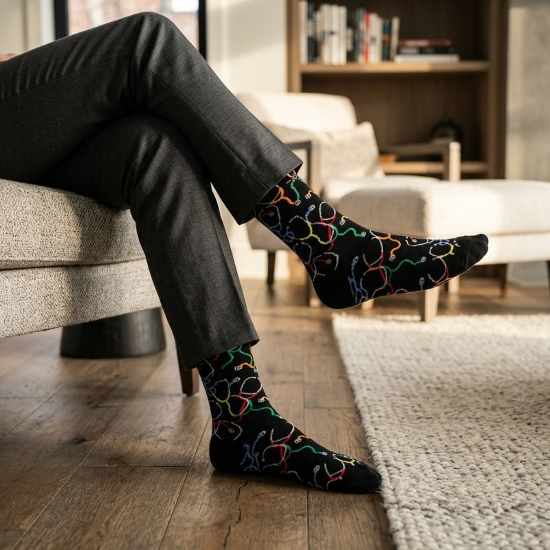 Stethoscope Pattern Personalized Crew Socks - Unisex One Size, Premium Cotton Blend - Image 2