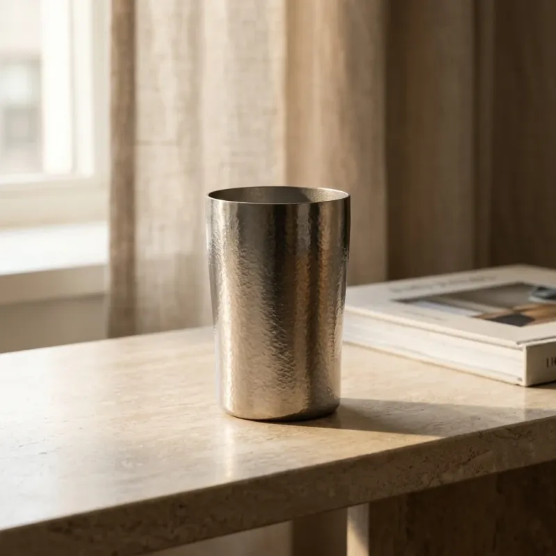 Pure Titanium Hammered Drinking Cup - Lightweight & Corrosion Resistant - Image 1