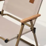 Portable Folding Camping Chair with Wood Armrests for Outdoor Use thumbnail 2
