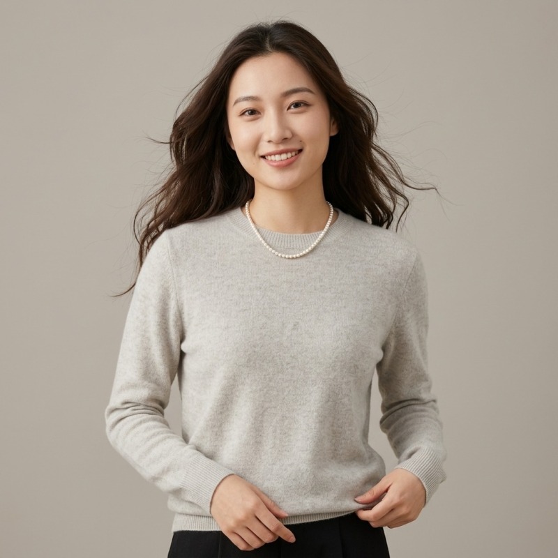 Women's 100% Pure Cashmere Crew Neck Sweater - Image 1