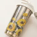 Titanium Insulated Travel Mug with Floral Art and Carrying Strap 3