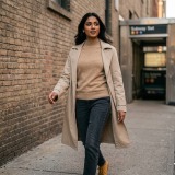 Women's 100% Pure Cashmere Mock Neck Sweater - Camel, Classic Fit thumbnail 5