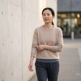 Women's 100% Pure Cashmere Low Neck Sweater - Elegant Light Camel, Classic, Basic thumbnail 2