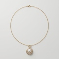14K Gold Plated Double Loop Rhinestone Pearl Necklace, 9.68mm, 19in 1