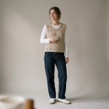 Tatario Women's 100% Pure Cashmere Hollow-Out Floral Knit Vest thumbnail 2